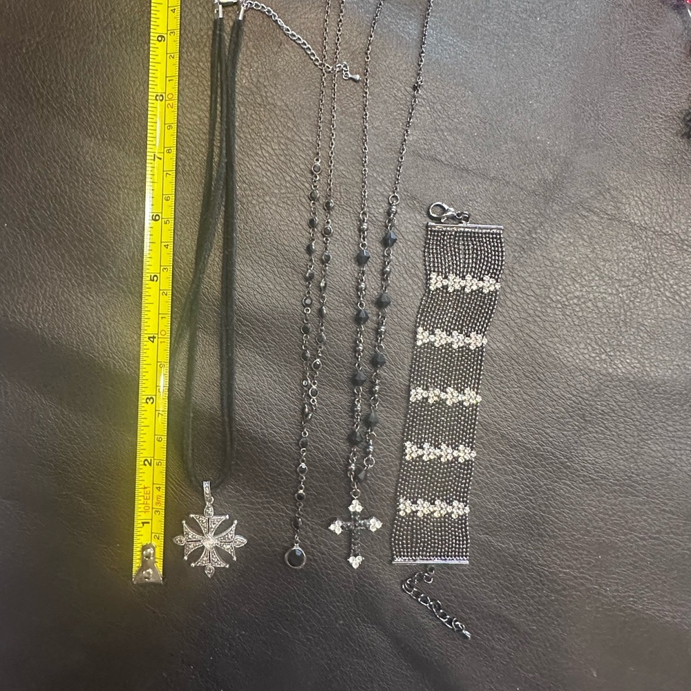 Silver and Black Jewelry Set